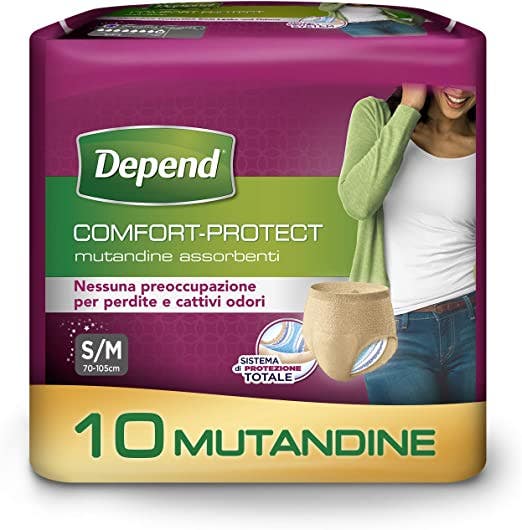Depend Comfort-Protect Mutandine Assorbenti Donna Taglia S/M 10 Pezzi-1