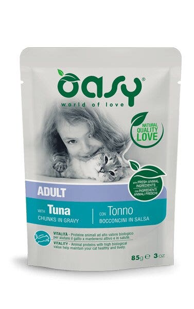 Oasy Bocconcini In Salsa Per Gatto Adult con Tonno 85g-1