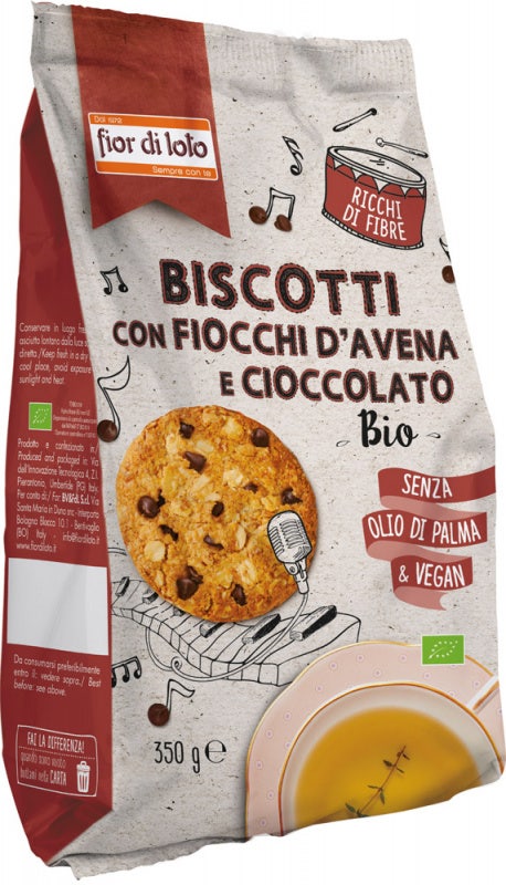 Fior Di Loto Biscotti Con Fiocchi Di Avena E Cioccolato 350g-2