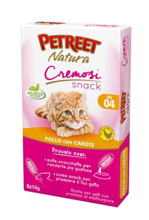 Petreet Natura Cremosi Snack Pollo Con Carote Snack Per Gatti Adulti 6 Pezzi-2