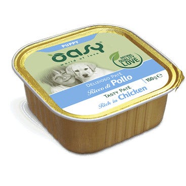 Oasy Wet Dog Delizioso Patè Al Pollo Cuccioli Vaschetta 150g-2