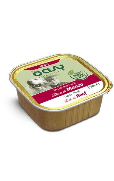Oasy Delizioso Paté Ricco di Manzo Per Cani Adulti 150g-1