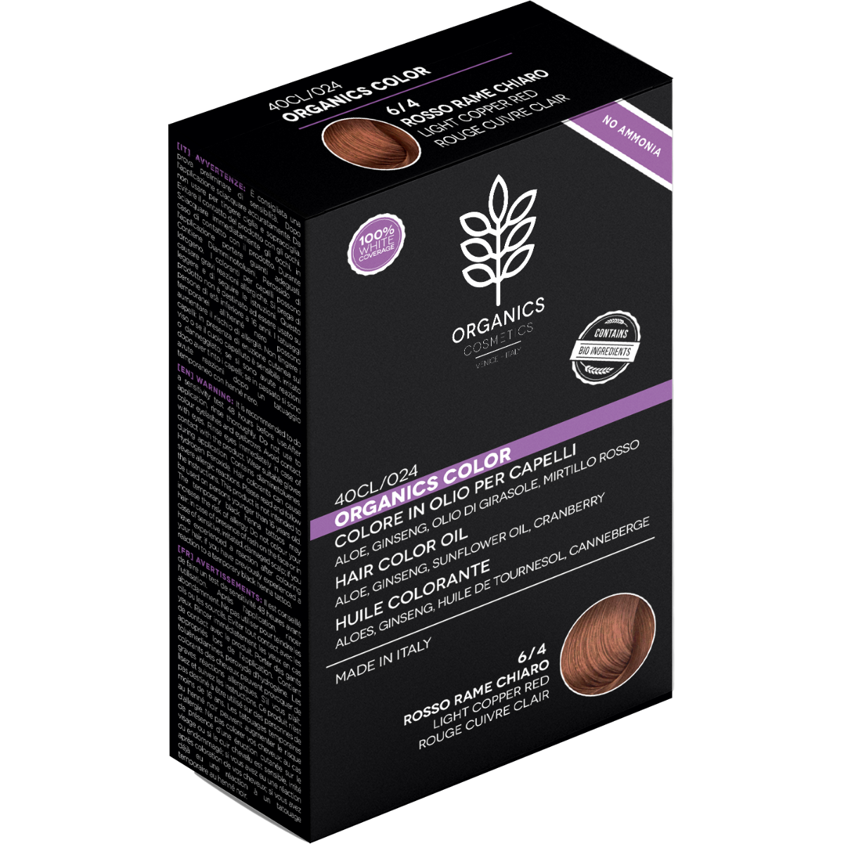 Organics Cosmetics Colore In Olio Per Capelli 6/4 Rosso Rame Chiaro-1