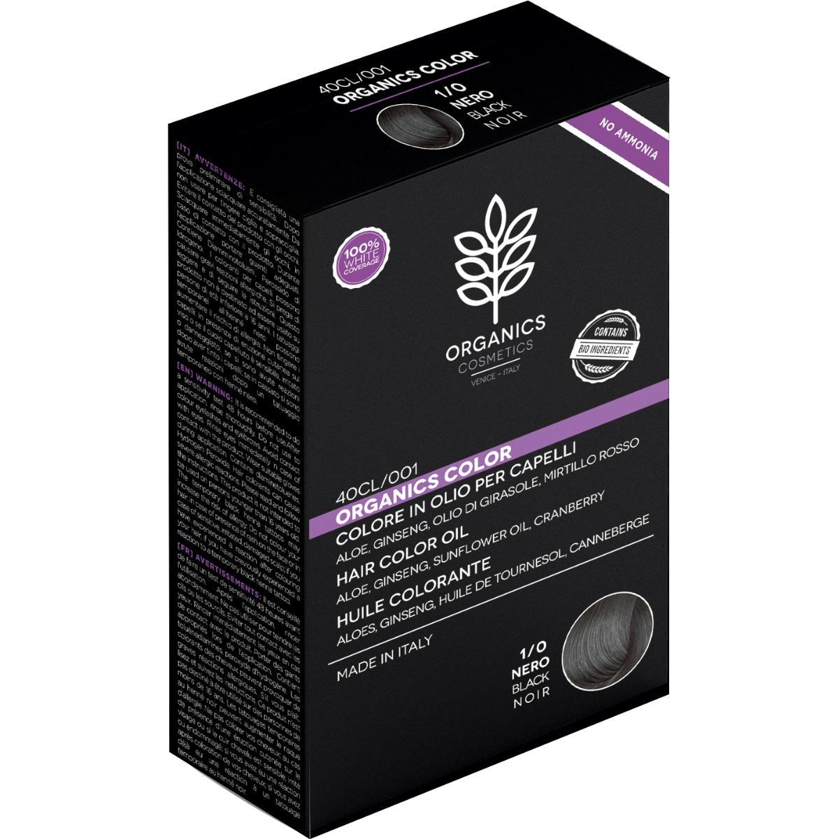 Organics Cosmetics Colore In Olio Per Capelli 1/0 Nero -1
