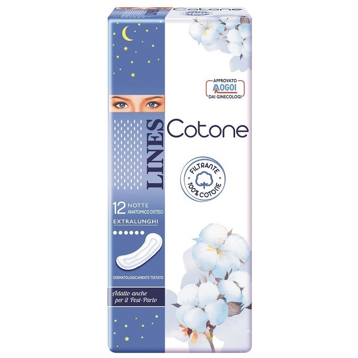 Lines Cotone 12 Assorbenti Notte Anatomici Distesi-2