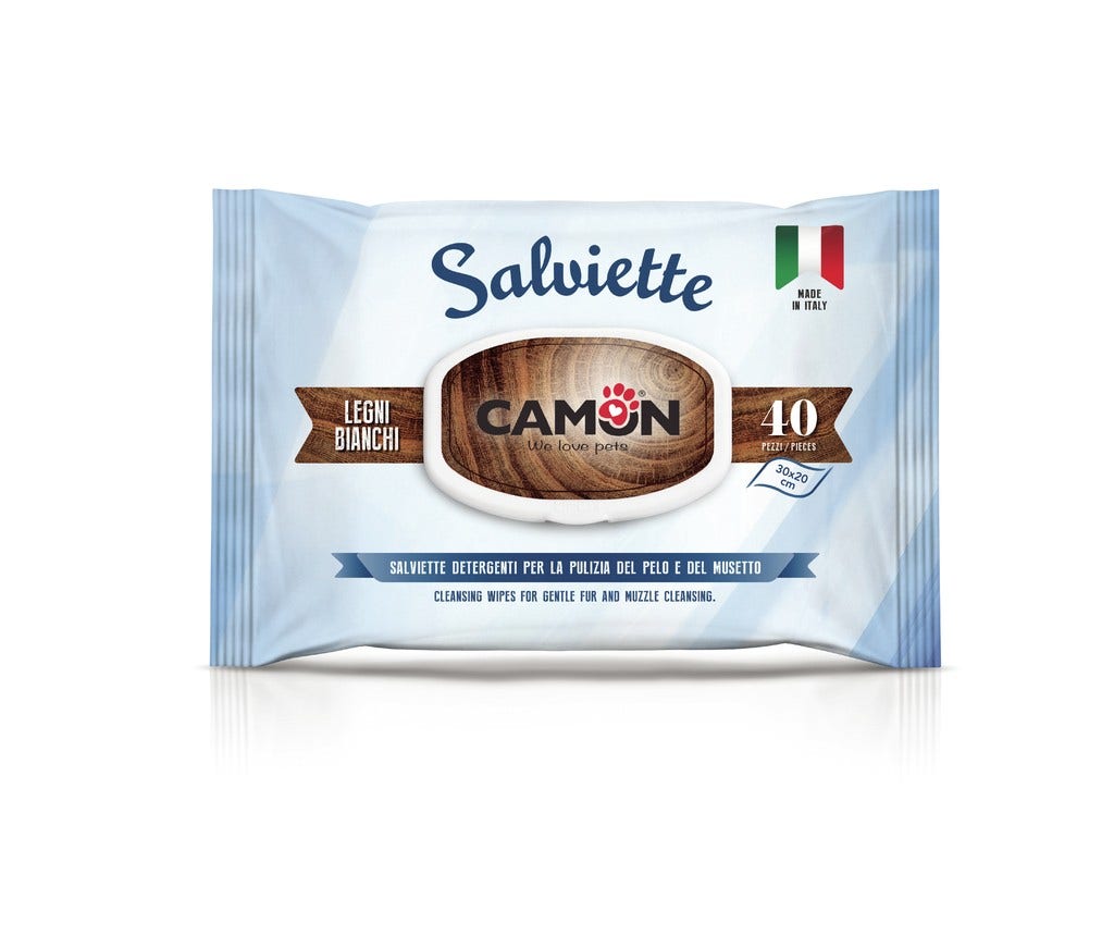 Camon 40 Salviette Detergenti Cani/Gatti Alla Fragranza Legni Bianchi-3