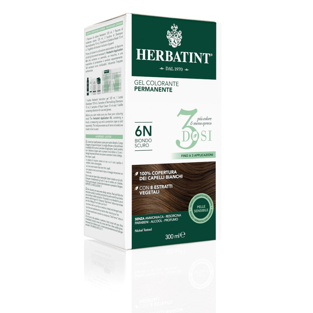 Herbatint Tintura Per Capelli Gel Permanente 6N Biondo Scuro 300ml 3 Dosi-3