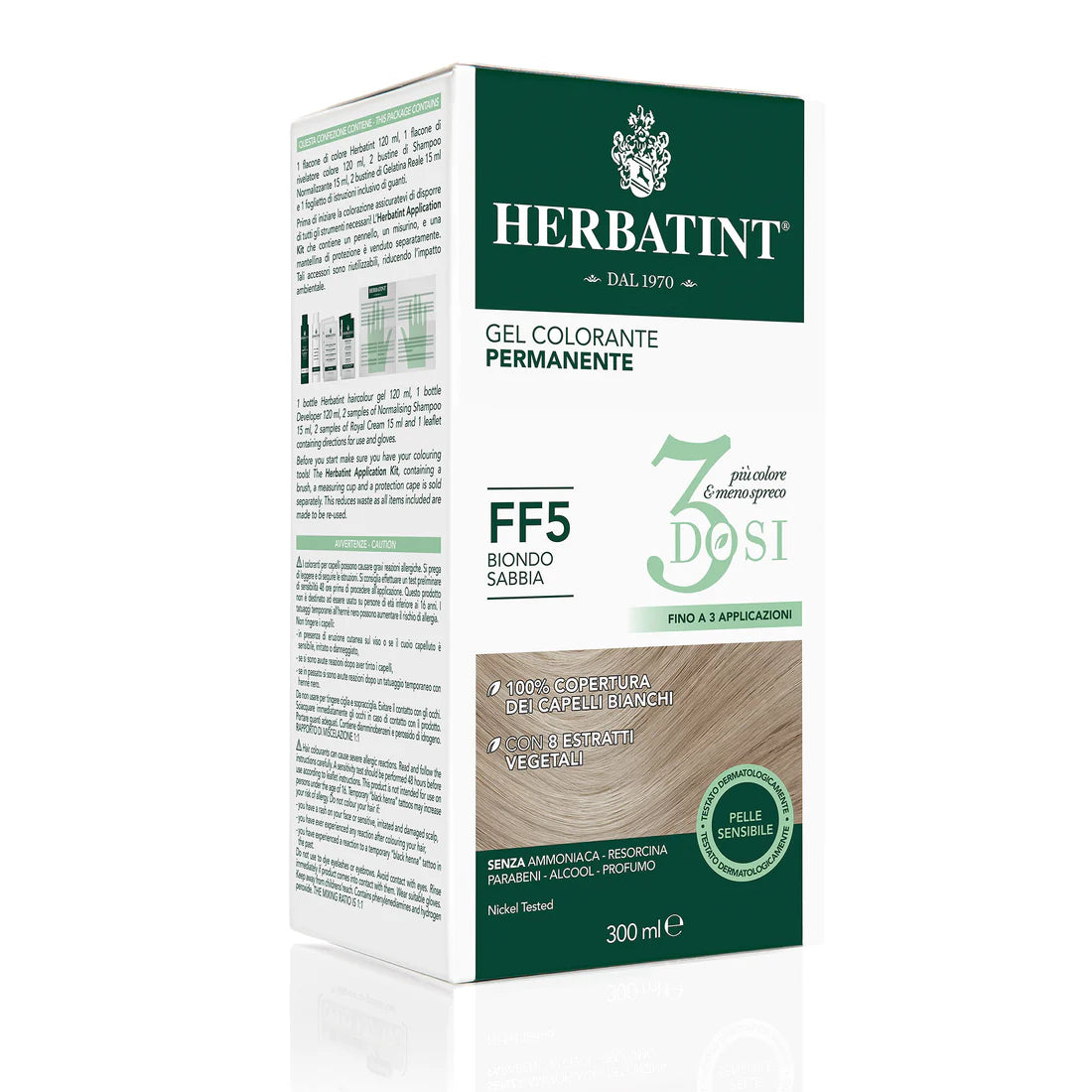 Herbatint Tintura Per Capelli Gel Permanente FF5 Biondo Sabbia 3 Dosi 300ml-1