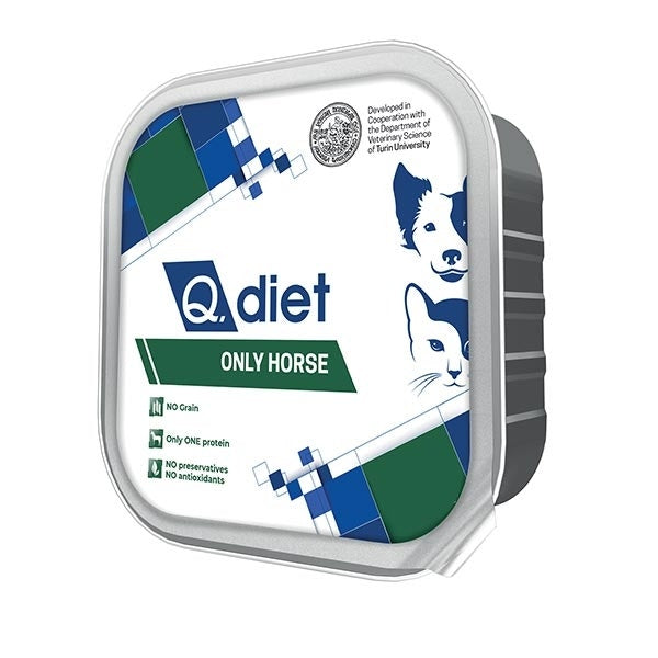 Q.Vet Q Diet Only Horse Cibo Umido Con Cavallo Per Cani/Gatti Adulti Vaschetta 85g-2
