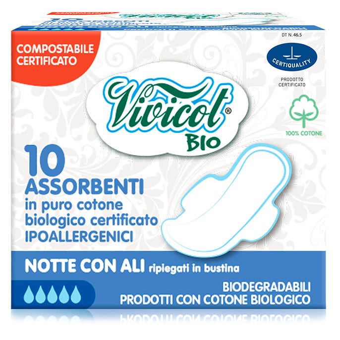 Vivicot Cotone Assorbenti Notte Con Ali 10 Pezzi-2