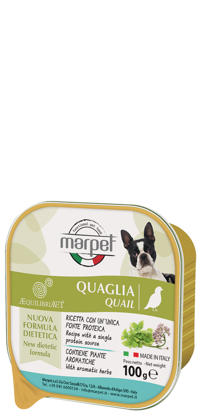 Marpet Aequilibriavet Quaglia Cibo Umido Per Cani Adulti Vaschetta 100g-2