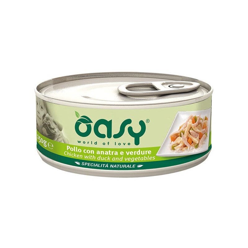 Oasy Specialità Naturale Pollo Con Anatra E Verdure Per Cani Adulti 150g-1
