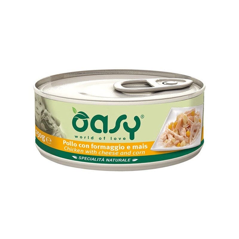Oasy Specialità Naturale Pollo Con Formaggio E Mais Per Cani Adulti 150g-1
