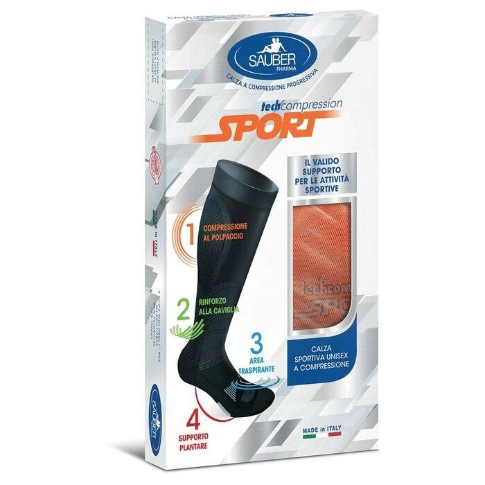 Sauber Sport Calza Unisex a Compressione Colore Arancio-Bianco Taglia S-1