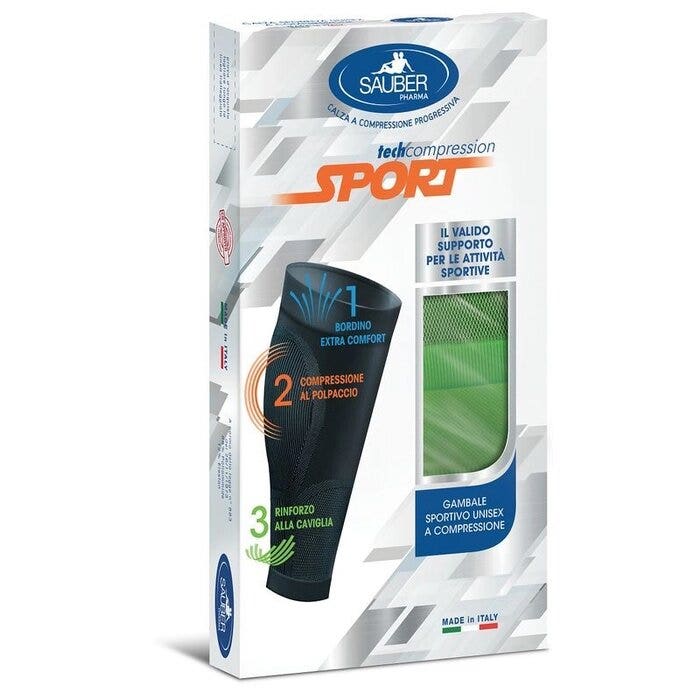Sauber Sport Gambale Unisex A Compressione Colore Verde Fluo Taglia S-1
