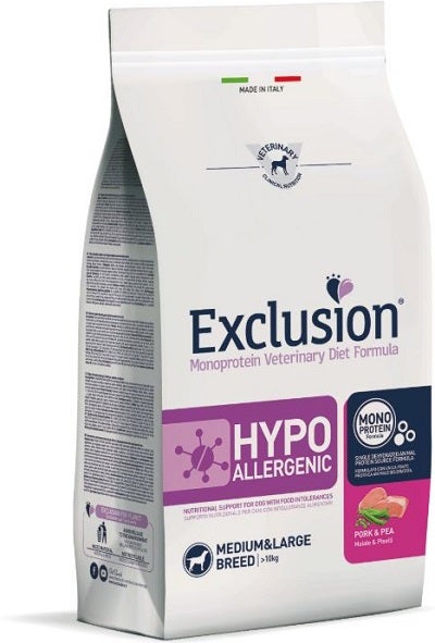 Exclusion Monoprotein Veterinary Diet Formula Hypoallergenic Porc/Pea Crocchette Con Maiale/Piselli Per Cani Adulti Taglia Medio/Grande Sacco 2kg-2