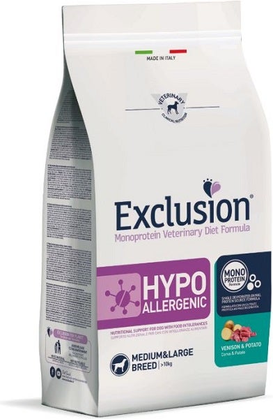 Exclusion Monoprotein Veterinary Diet Formula Hypoallergenic Crocchette Con Cervo/Patate Per Cani Adulti Taglia Medio/Grande Sacco 2kg-2