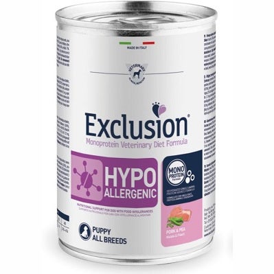 Exclusion Veterinary Diet Hypoallergenic Maiale E Piselli Per Cani Cuccioli Lattina 400g-4