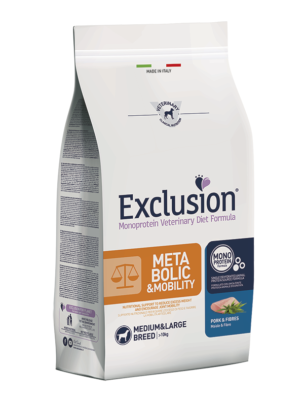 Exclusion Monoprotein Veterinary Diet Formula Metabolic & Mobility Crocchette Con Maiale/Fibre Per Cani Adulti Taglia Medio/Grande Sacco 12kg-2