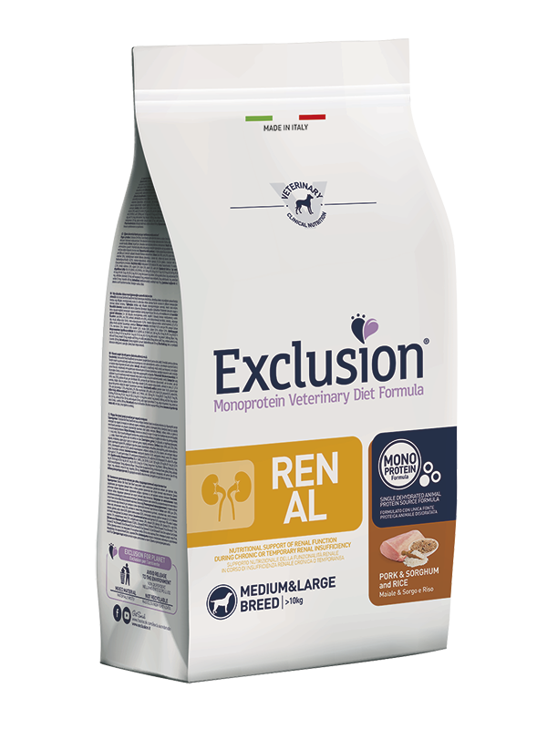 Exclusion Monoprotein Veterinary Diet Formula Renal Crocchette Con Maiale/Sorgo/Riso Per Cani Adulti Taglia Medio/Grande Sacco 2kg-2
