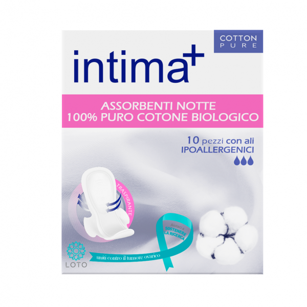 Intima+ Assorbenti In Cotone Notte Con Ali 10 Pezzi-1
