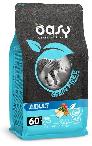 Oasy Grain Free Formula Adult Pesce Cibo Secco per Gatti 1,5kg-1