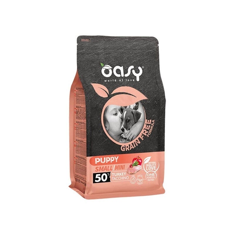 Oasy Grain Free Puppy Small & Mini Con Tacchino Per Cani Cuccioli 2.5kg-1
