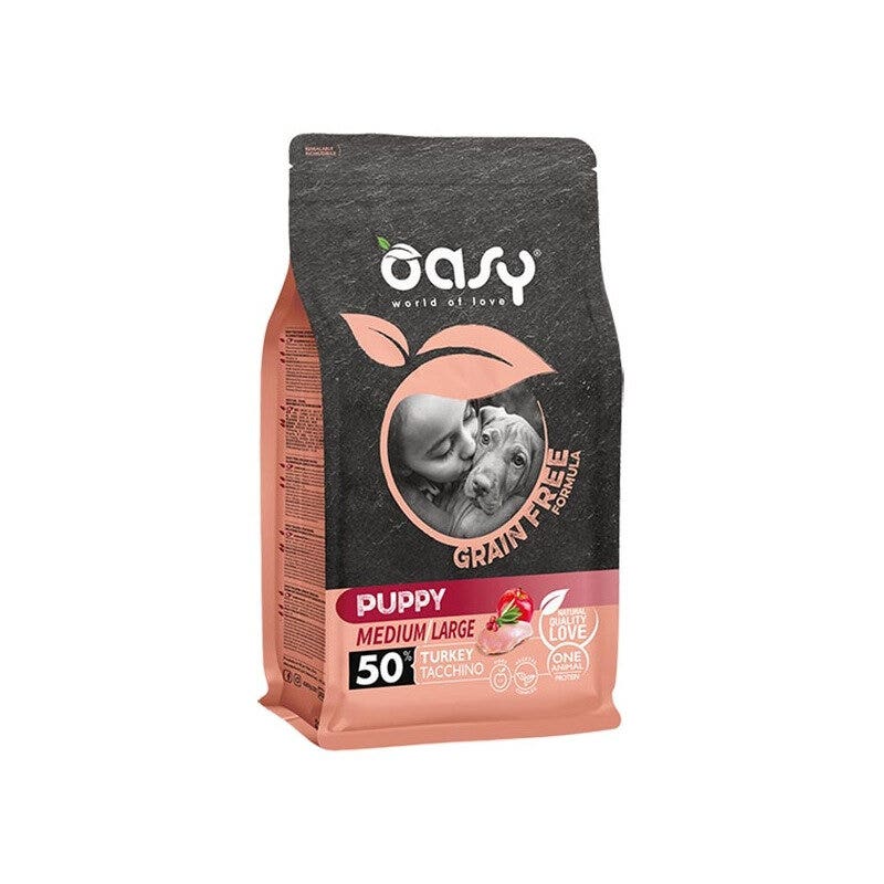 Oasy Grain Free Puppy Medium & Large Con Tacchino Per Cani Cuccioli 2.5kg-1
