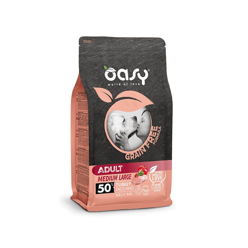 Oasy Grain Free Adult Medium & Large Con Tacchino Per Cani Adulti 12kg-1