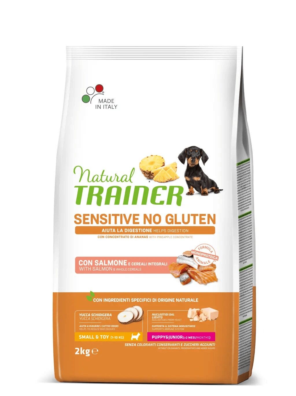 Natural Trainer Sensitive No Gluten Crocchette Con Salmone Per Cani Cuccioli Mini Sacco 2kg-1
