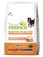 Natural Trainer Sensitive No Gluten Crocchette Con Salmone Per Cani Adulti Taglia Media/Grande Sacco 3kg-1