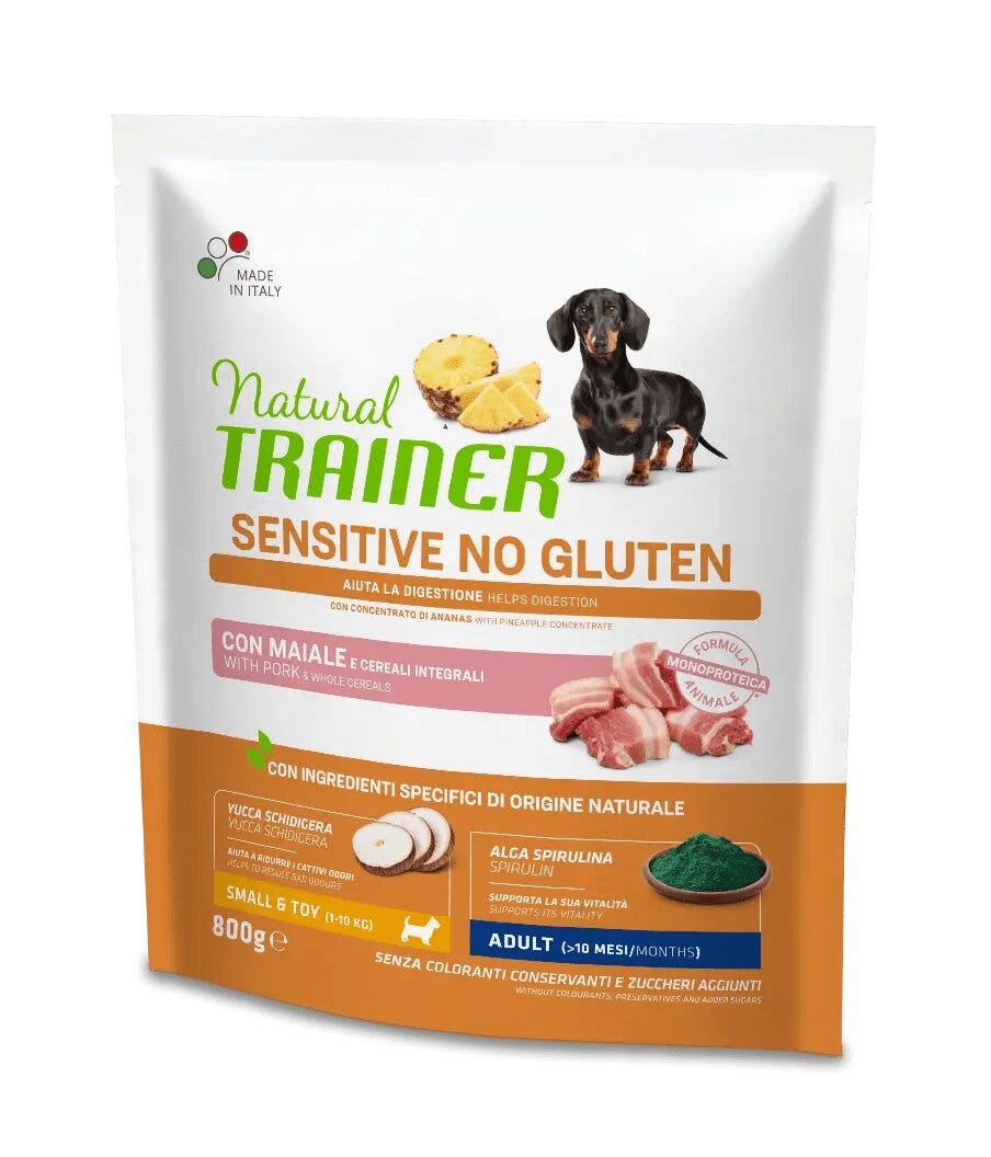 Natural Trainer Sensitive Senza Glutine Crocchette Al Salmone Cani Adulti Taglia Mini Sacco 800g-1