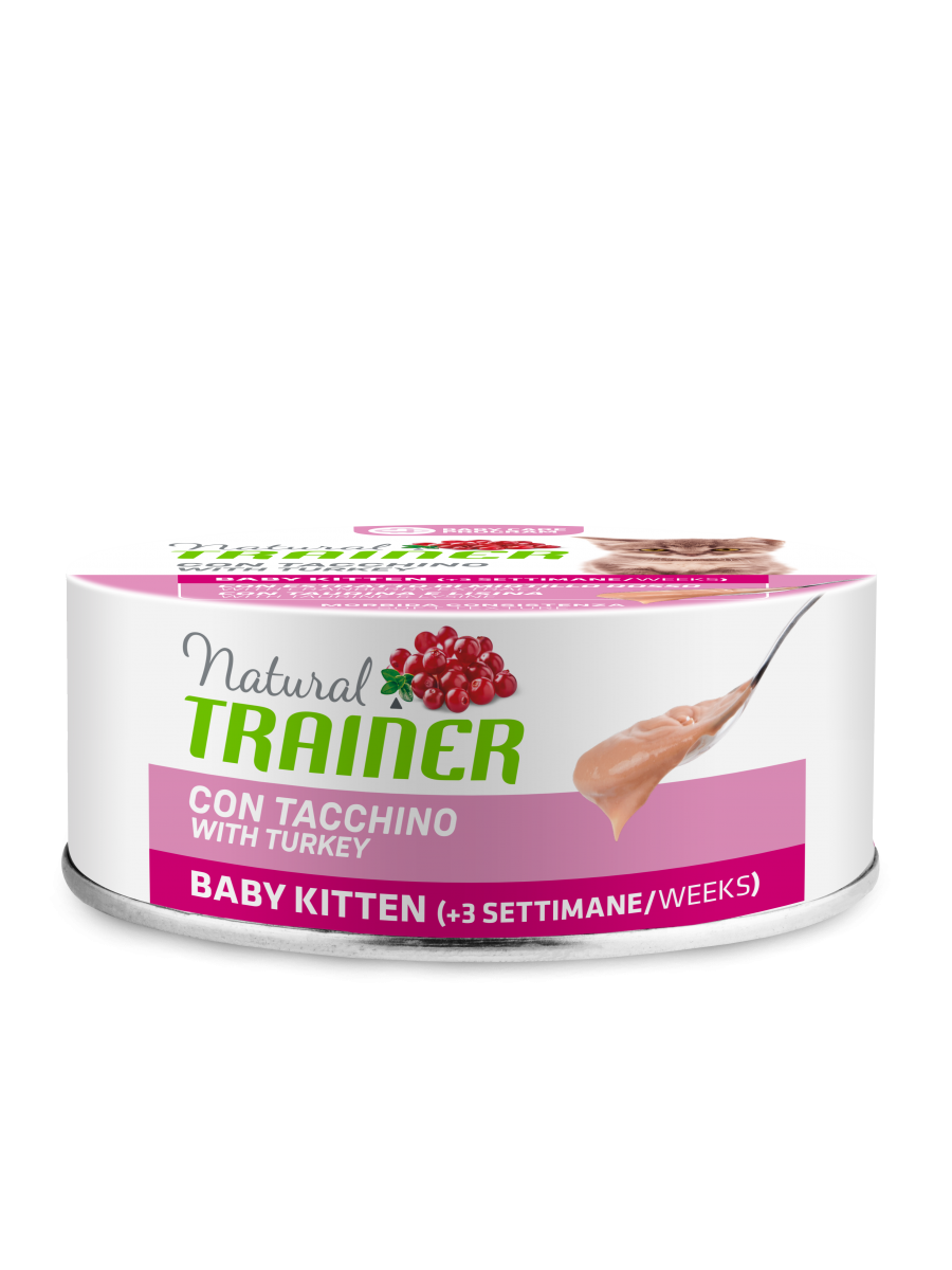 Natural Trainer Baby Kitten Pappa Al Tacchino Per Gatti Cuccioli Lattina 80g-1