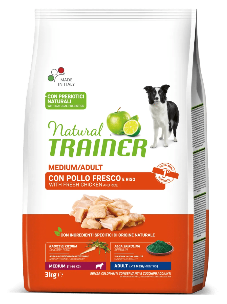 Natural Trainer Crocchette Pollo/Riso Per Cani Adulti Taglia Media Sacco 3Kg-2