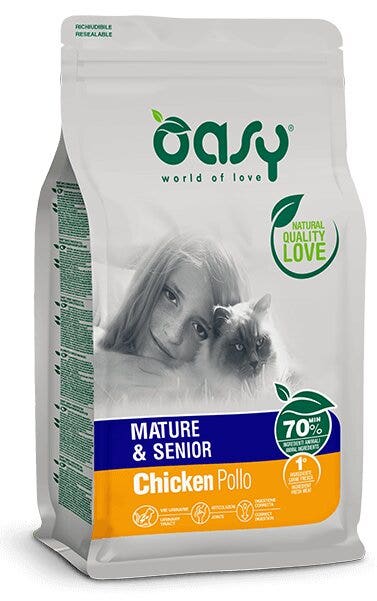 Oasy Lifestage Mature & Senior Pollo Cibo Secco Per Gatti 300g-1