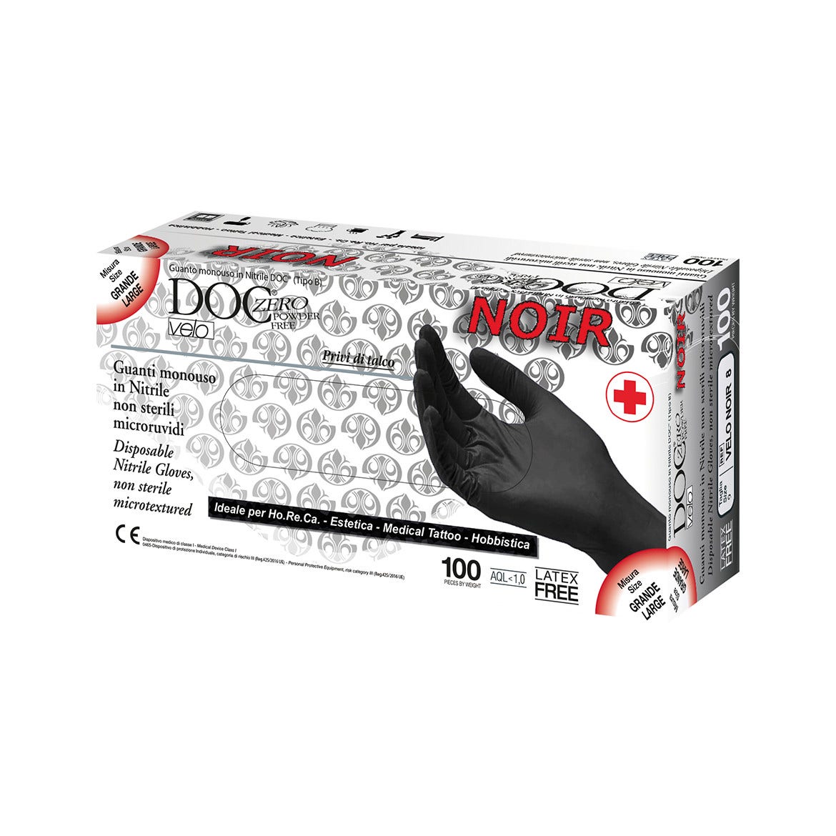 Guanto Nitrile Non Sterile Superficie Microruvida No Talco Colore Nero Taglia Media 100 Pezzi-4