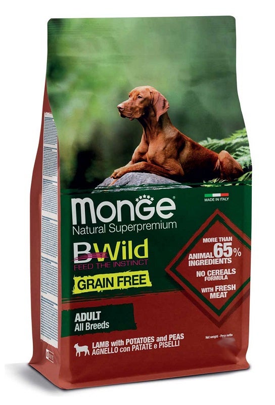 Monge Natural SuperPremium Grain Free Formula All Breeds Gusto Agnello Patate Piselli Cibo Secco Cani Adulti Sacco 12kg-2