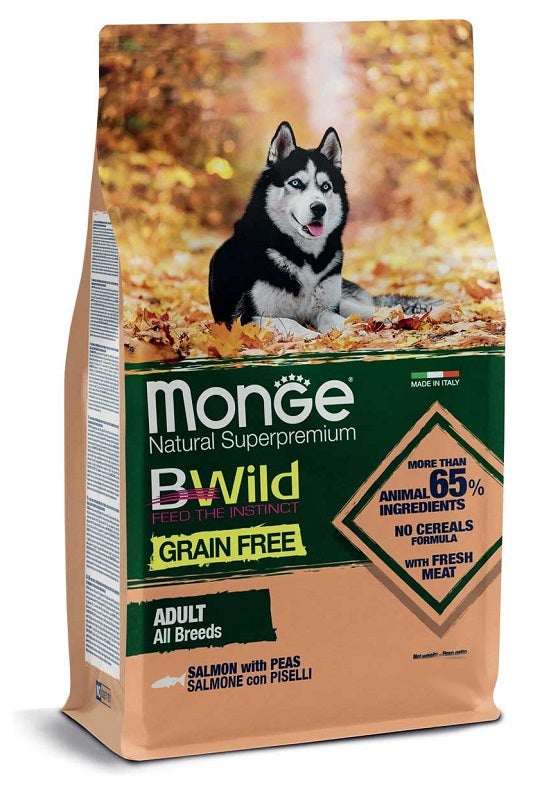 Monge Natural SuperPremium Grain Free Formula All Breeds Gusto Salmone Con Piselli Cibo Secco Cani Adulti Sacco 12kg-2