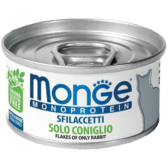 Monge Monoprotein Sfilaccetti Solo Coniglio Cibo Umido Per Gatti Adulti 80g-4