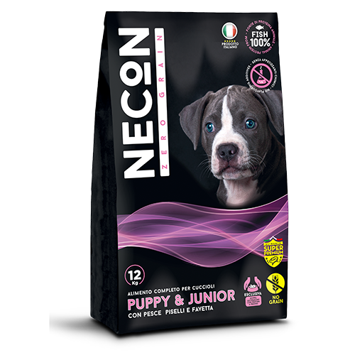 Necon Zero Grain Puppy E Junior Crocchette Pesce E Piselli Per Cani Cuccioli Sacco 12kg-2
