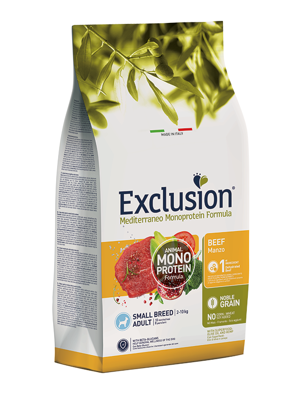 Exclusion Mediterraneo Monoprotein Formula Noble Grain Beef Crocchette Con Manzo Per Cani Adulti Taglia Piccola Sacco 2kg-2