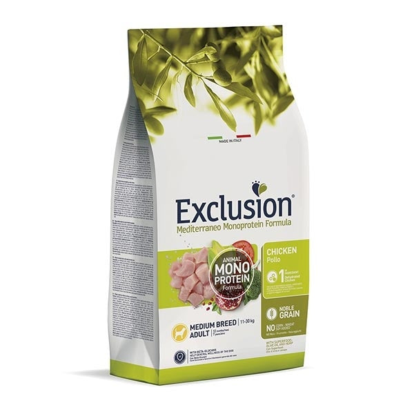 Exclusion Mediterraneo Monoprotein Crocchette Pollo Per Cani Adulti Taglia Media Sacco 3kg-2