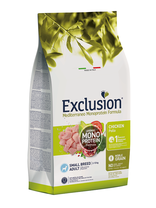 Exclusion Mediterraneo Monoprotein Noble Grain Crocchette Pollo Per Cani Adulti Taglia Piccola Sacco 500g-1