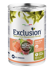 Exclusion Mediterraneo Monoprotein Noble Grain Cibo Umido Salmone Per Cani Adulti Lattina 400g-1