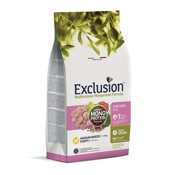 Exclusion Mediterraneo Monoprotein Crocchette Al Pollo Per Cani Cuccioli Taglia Media Sacco 12 Kg-2