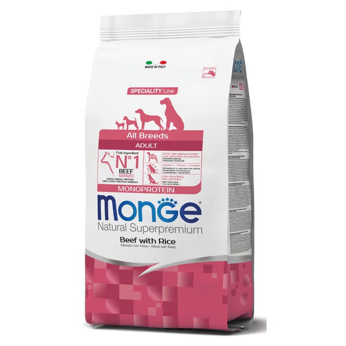 Monge Manzo E Riso Cibo Secco Per Cani Adulti Sacco 12 Kg-1