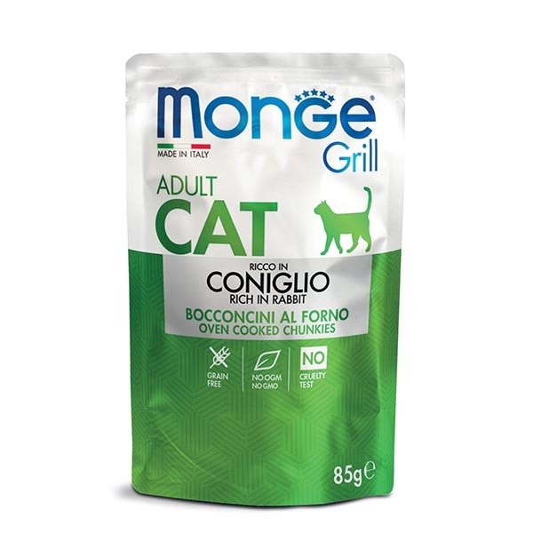 Monge Grill Adult Ricco in Coniglio Cibo Umido Per Gatti Adulti 85g-1
