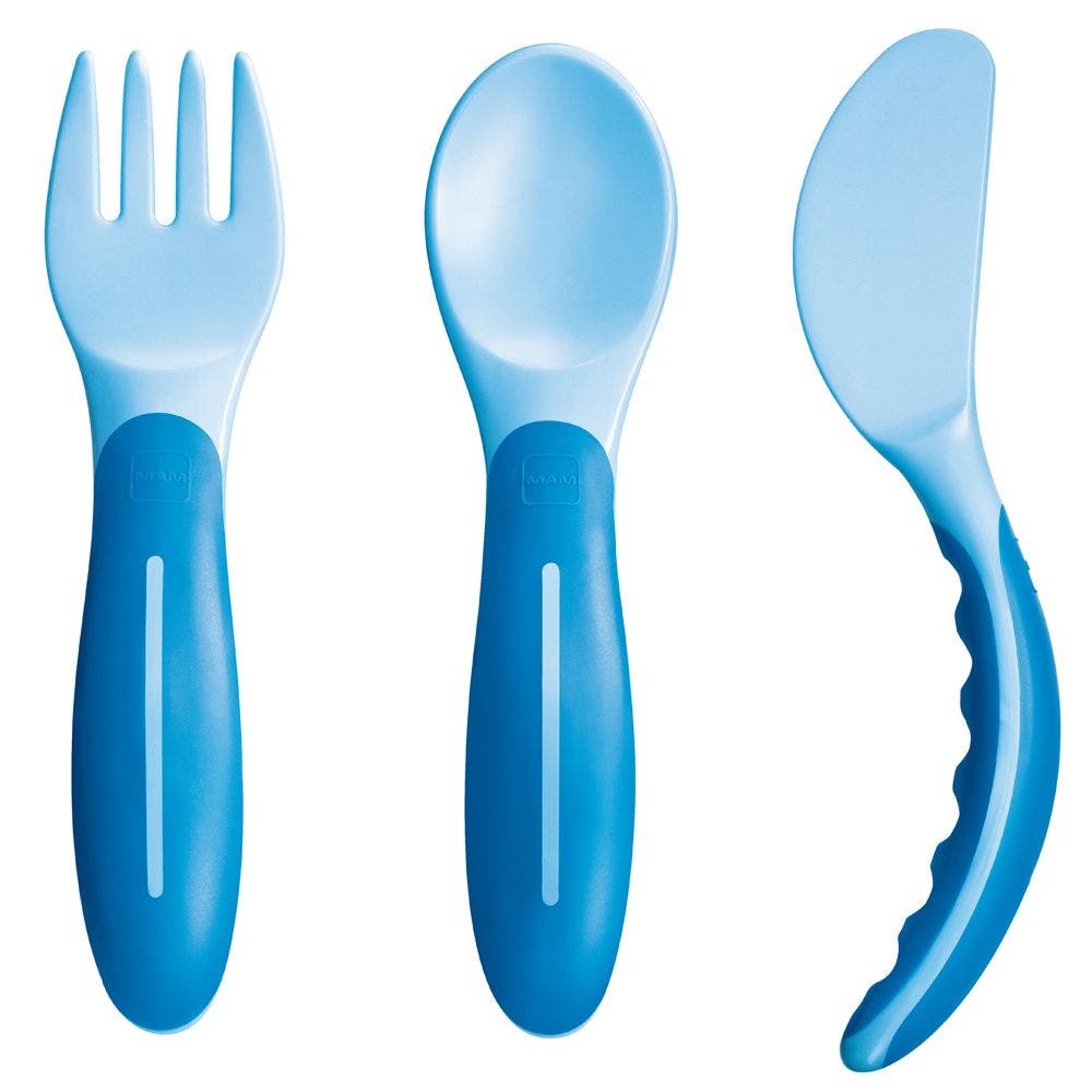 Mam Baby's Cutlery Set Posate Azzurre Per Bambini 6 Mesi+-1