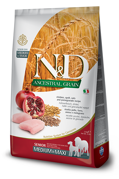 Farmina N&D Ancestral Grain Pollo E Melograno Cani Senior Taglia Media E Grande Sacco 2,5kg-1