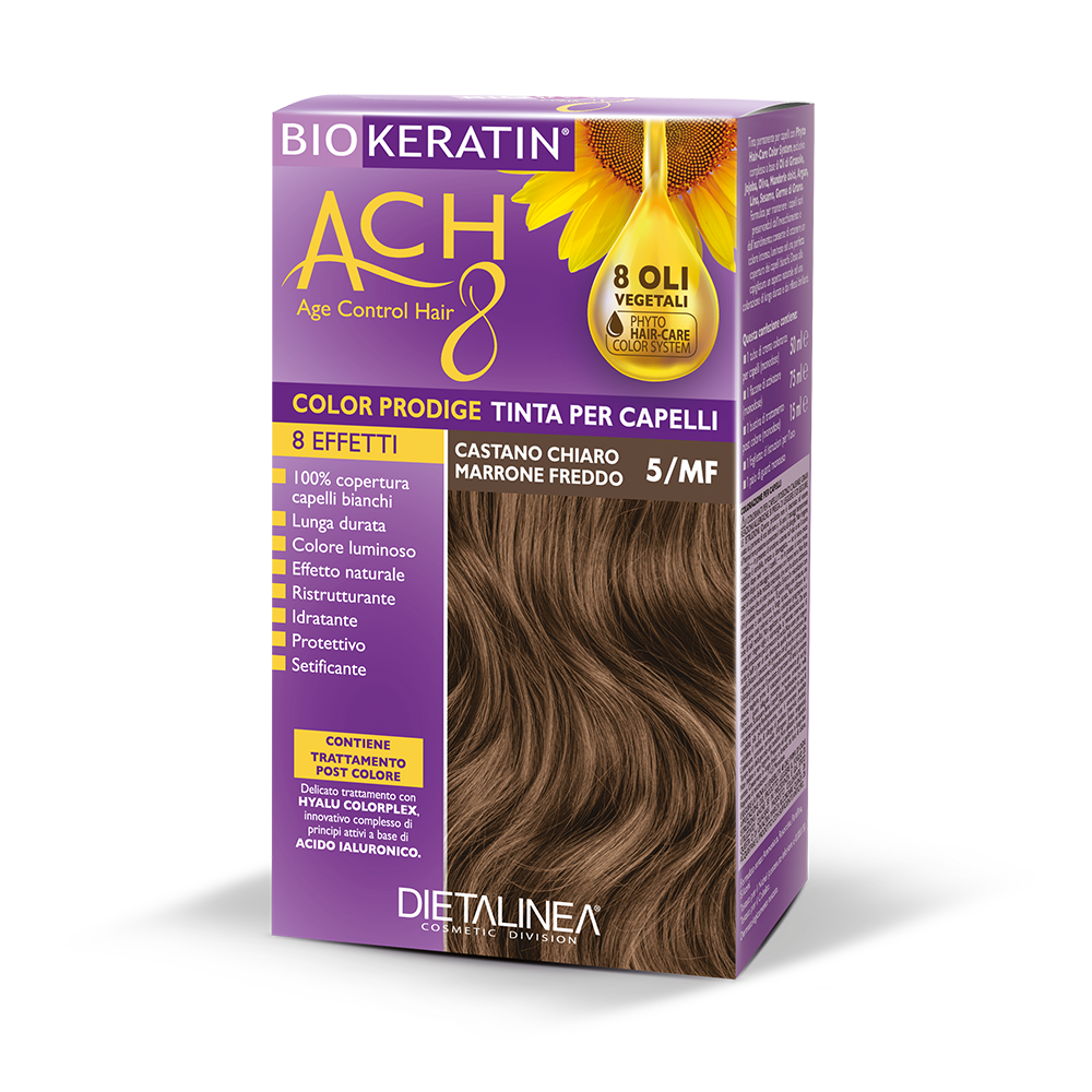 Biokeratin ACH 8 Kit Tinta Per Capelli 5/MF Castano Chiaro Marrone Freddo-1